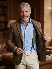 Bretelle WILSON in seta stampata inglese con clip e lacci Verde