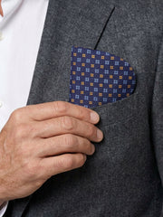 Portaocchiali blu navy in seta stampata inglese MICROS