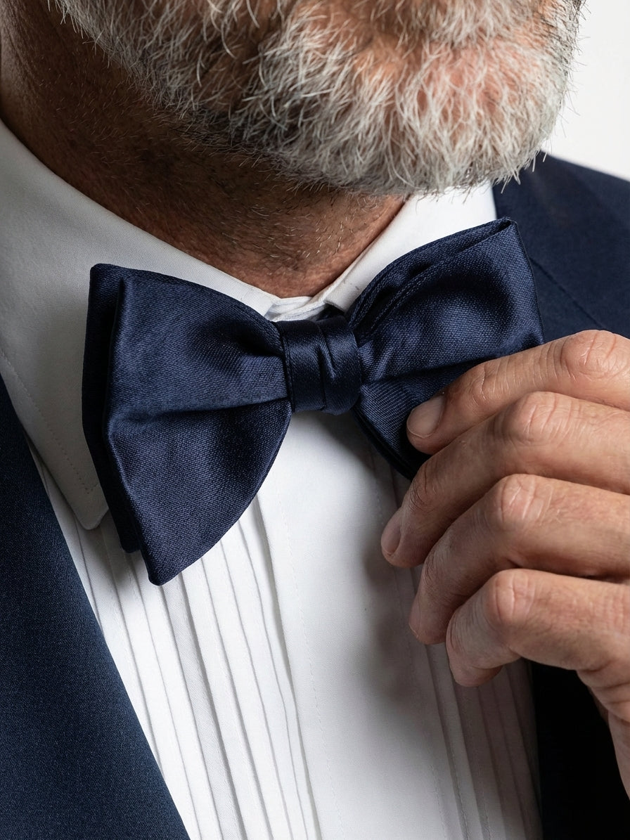 Papillon blu notte modello GOCCIA già annodato in seta raso AMANTEA