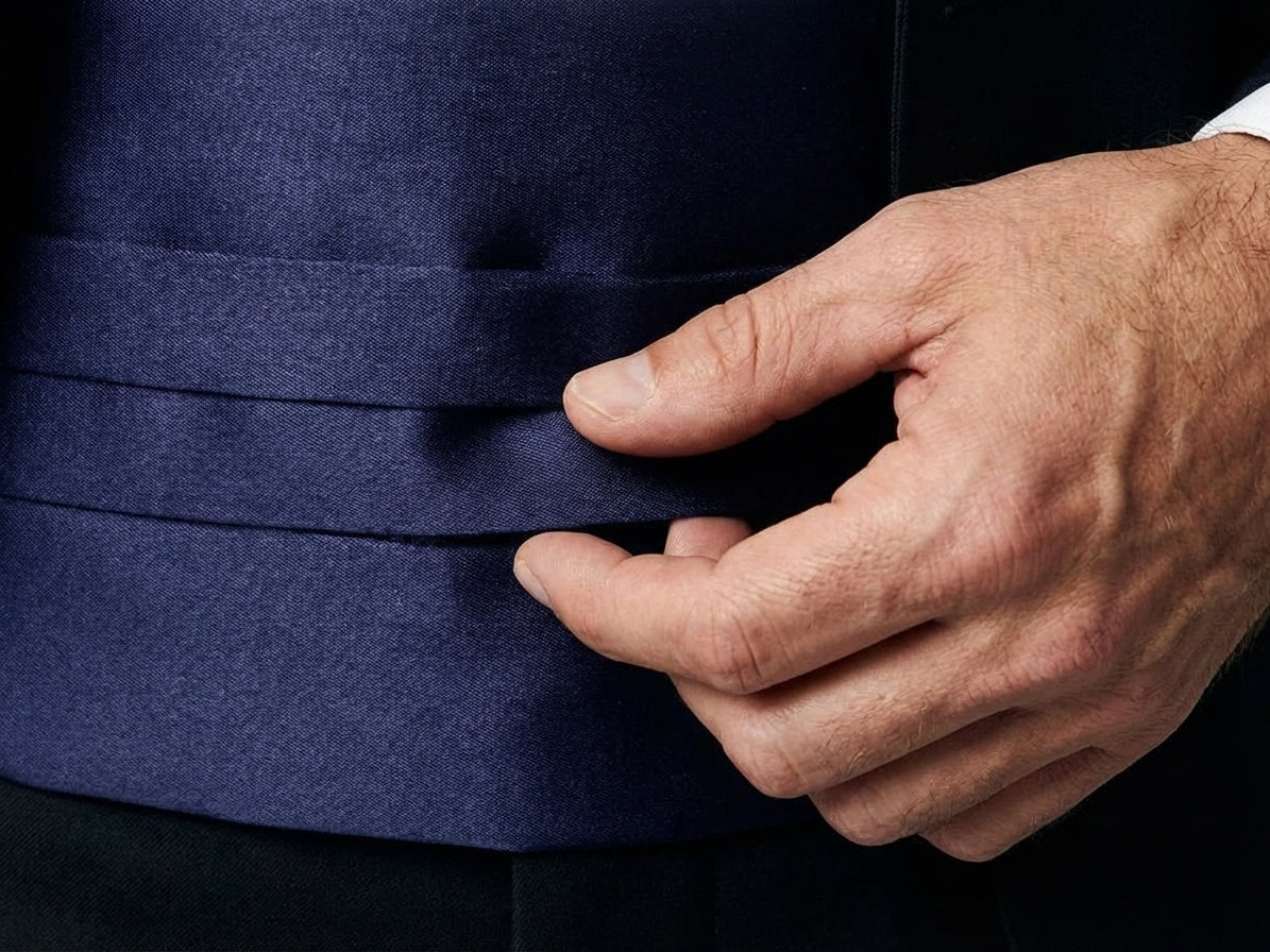 Fascia da Smoking Blu Marine AMANTEA in seta raso