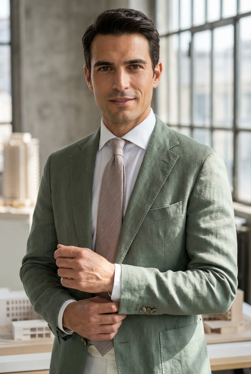 Cravatta 3 pieghe DAFNE seta\lino marrone chiaro