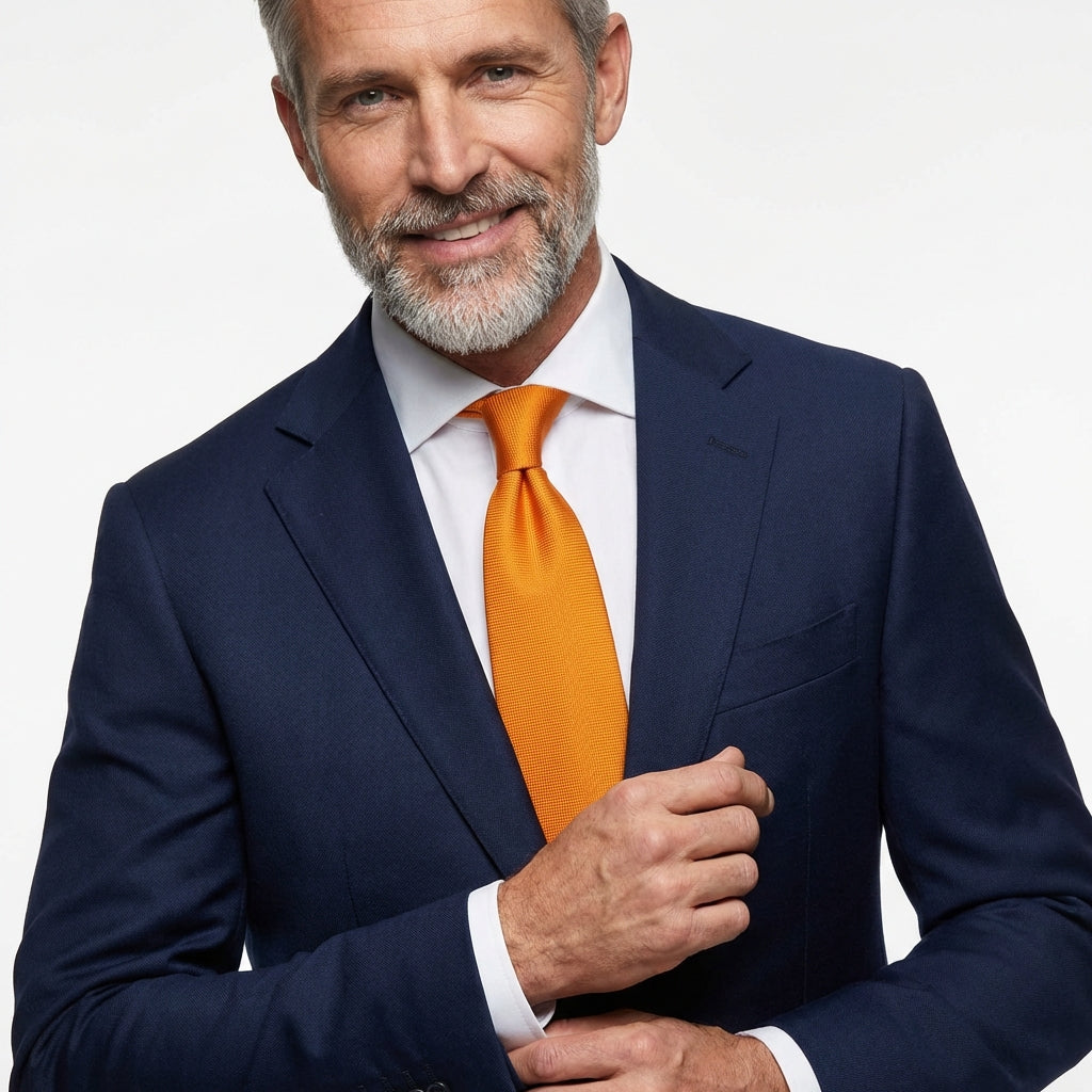 Cravatta 7 Pieghe DACCA in seta inglese stampata Arancione