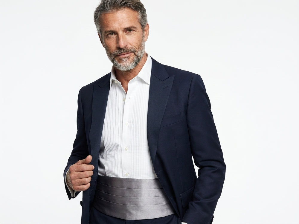 Fascia da Smoking Grigio AMANTEA in seta raso