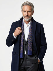 Sciarpa doppiata in seta\lana stampata PRICE blu