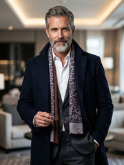 Sciarpa doppiata in seta\lana stampata PRICE grigio