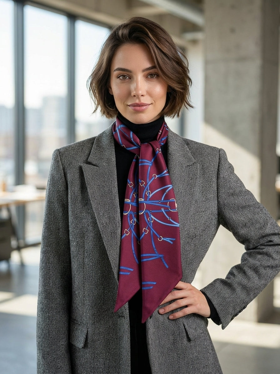 Twilly bordeaux in seta stampata REINS