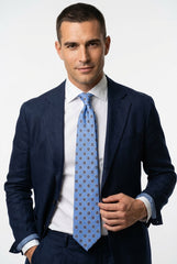 Cravatta 3 pieghe sfoderata LEX seta\lino celeste