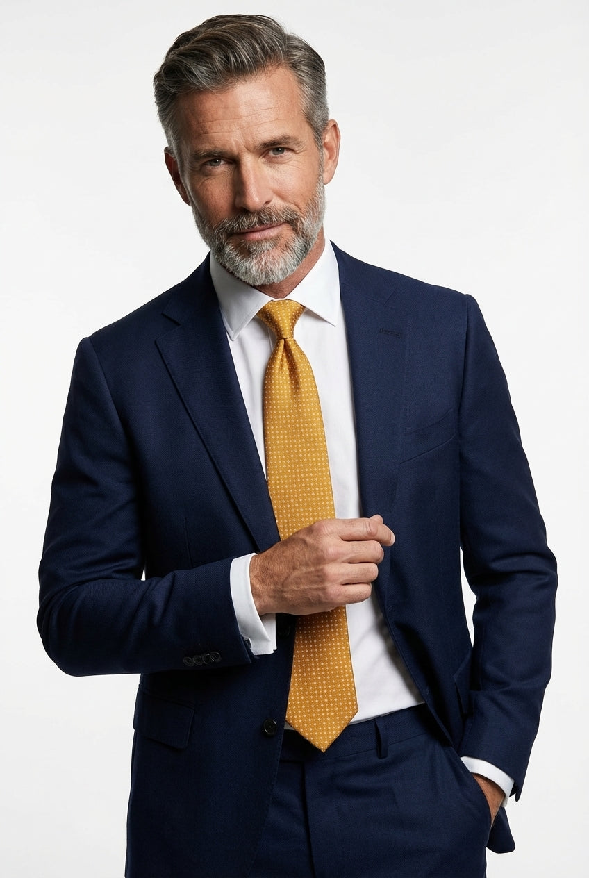 Cravatta 3 Pieghe oro AURA seta tessuto