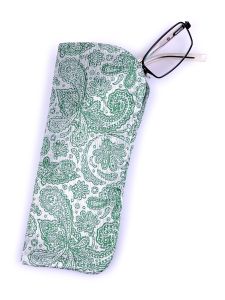 Printed silk glasses case Green