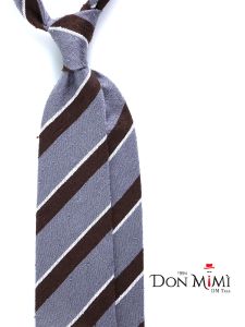 Cravatta 3 pieghe grigio/marrone sfoderata in seta shantung BRISEIDE