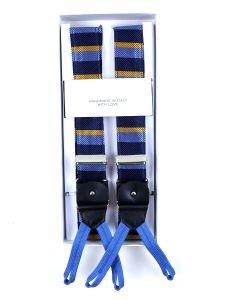 100% Jacquard silk braces with clip and laces BRUNO Blue