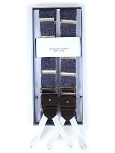 100% Jacquard silk braces with clip and laces LINUS Blue