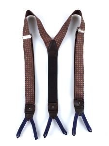 100% English printed silk braces with clip and laces AURORA Brown