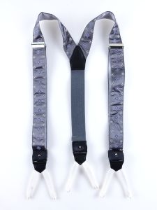 100% Jacquard silk grey braces with clip and laces FELIPA