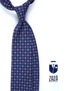Cravatta 3 pieghe ESTELLE in seta stampata Blu