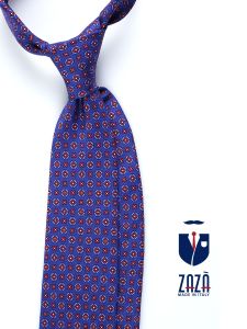 3 Fold tie VERA in printed silk Blue