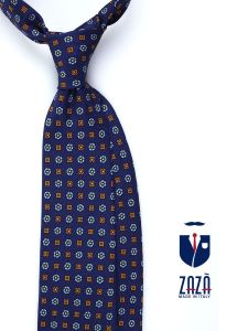 Cravatta 3 pieghe INES in seta stampata Blu