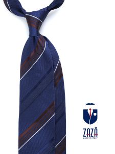 Cravatta 3 pieghe MEGAN in seta tessuta Blu 