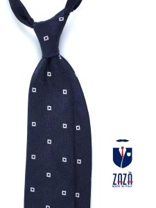 Cravatta 3 pieghe GEORGY in seta tessuta Blu