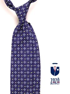 Cravatta 3 pieghe blu in seta stampata OFELIA