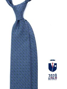Cravatta 3 pieghe SILVIA in seta stampata Blu/Verde