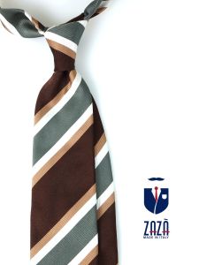 3 fold necktie brown in pure jacquard silk OFELIA