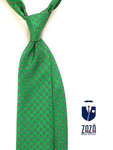 Cravatta 3 pieghe verde in seta stampata SIRIA