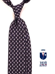 Cravatta 3 pieghe blu scuro in seta stampata SIBILLA