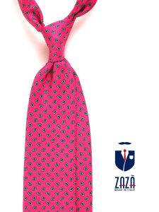 Cravatta 3 pieghe rosa in seta stampata SIRIA