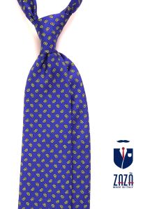Cravatta 3 pieghe blu elettrico in seta stampata SIRIA