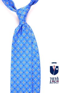 3 fold necktie sky blue in pure printed silk OFELIA