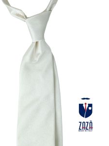 3 fold necktie white in pure jacquard silk UNIVERS