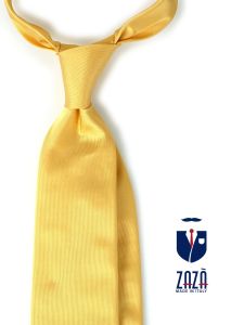 3 fold necktie golden yellow in pure jacquard silk SAGLIETTA