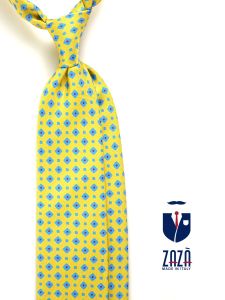 Cravatta 3 pieghe gialla in seta stampata SHELLEY