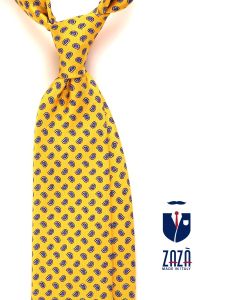 Cravatta 3 pieghe gialla in seta stampata SIRIA