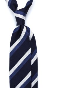 Cravatta 3 pieghe CLEOFE in seta tessuta Blu