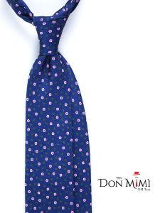 Cravatta 3 pieghe in seta stampata inglese BARBARA Blu