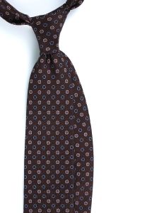 Cravatta 3 pieghe LAVINIA in seta stampata inglese Marrone