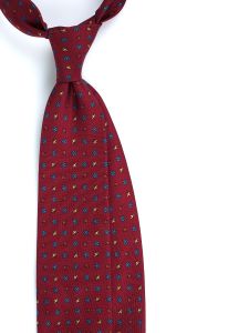 Cravatta 3 pieghe LUDEX in seta stampata inglese Bordeaux