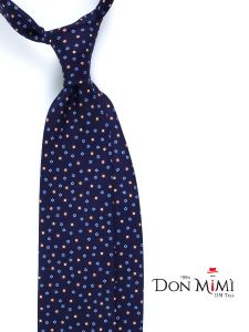 Cravatta 3 pieghe in seta stampata inglese BARBARA Blu Scuro