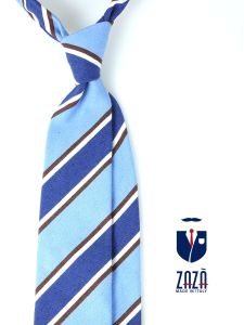 3 fold untipped necktie sky blue in pure bourette silk LORETTA