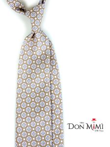 3 fold untipped necktie beige in pure printed silk BEREDICE