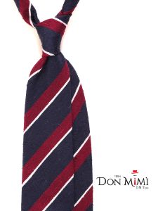Cravatta 3 pieghe sfoderata blu/rosso in pura seta shantung BRISEIDE