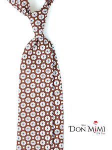 Cravatta 3 pieghe marrone sfoderata in seta stampata BEREDICE