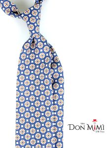 3 fold untipped necktie sky blue in pure printed silk BEREDICE