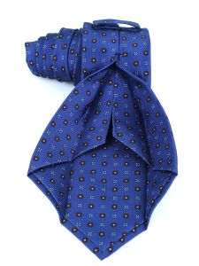 Cravatta 7 pieghe MANUELA in seta inglese stampata Blu