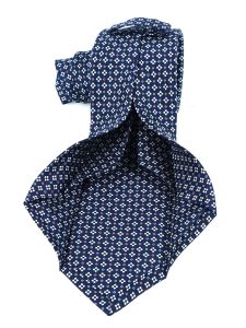 Cravatta 7 pieghe  SERENA in seta inglese stampata Blu 