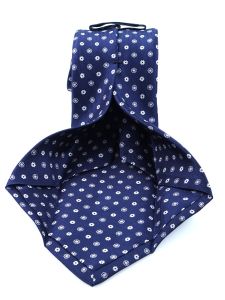 Cravatta 7 pieghe MONICA in pura seta stampata inglese Blu
