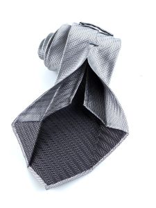 Cravatta 7 pieghe sfoderata ALESSIA in seta tessuta Grigio