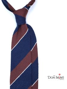 Cravatta 3 pieghe sfoderata DEDALA 100% seta shantung blu/marrone